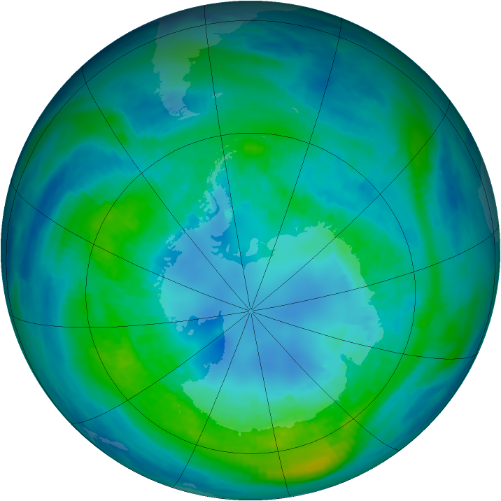 Antarctic ozone map for 17 April 1987